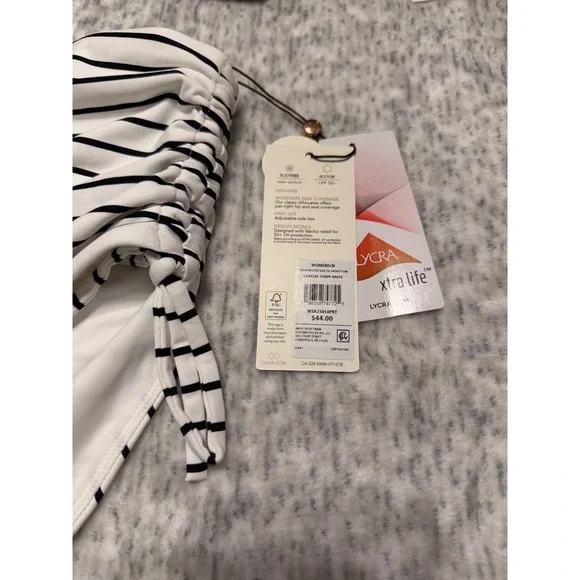 Calia  Womens swim Bikini Set Black Halter Top Striped High Waisted Bottoms NWT - Picture 3 of 6